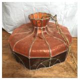 Vintage stained glass hanging lamp wall plug in!