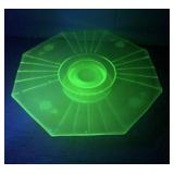 Antique green URANIUM GLASS cake plate and more