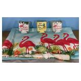 NEW Flamingo & summer coozies & tablecloth