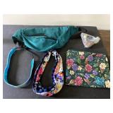 Fanny pack, make up bag, 2 headbands and a napkin