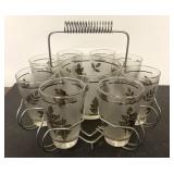 RARE Mid Century Modern Silver Leaf tumbler ice