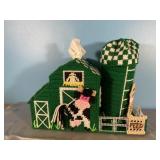 Vintage 3-dimensional plastic canvas Barnyard Bath