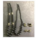 Vintage beaded necklace & clip on earrings sets