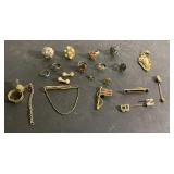 Vintage costume jewelry rings, brooches, pins