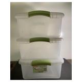 Three 15 quart containers with lids