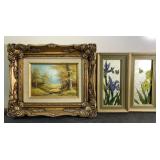 Vintage foil art 8 1/2" x 4" framed pieces & 10"