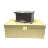 Vintage Wood Jewelry Box & Carved Wooden Box