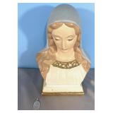 Vintage Holy Mary bust-7" tall & Catholic pendant