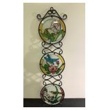 Beautiful 25" tall metal & stained glass piece