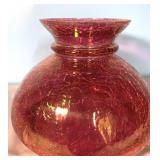 6" Tall Antique Cranberry Crackled Glass Lamp