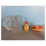 Vintage Batman Glass Mug & McDonalds Toys