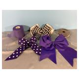 Hair Bows, Purple Pre-Wrap, & Black Ribbon