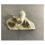 1977 miniature pewter pig and piglets