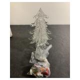6" tall blown glass Christmas tree and ornaments