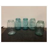 4 Ball jar and one Mason
