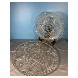 Mid century modern cut glass serving platters