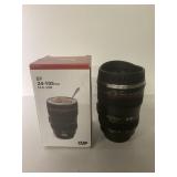 Very cool, camera lens coffee cup with lid and
