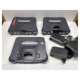 3 Nintendo 64 Consoles with Power Cords not tested