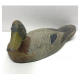 Antique Wood Carved  Duck glass eyes-head is re-