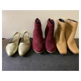 Size 8 flats and burgundy booties. Size 8-1/2