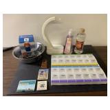 Mama microwave cleaner, a months worth of meds,