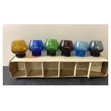 Mid Century Modern 2" brandy glass set etched