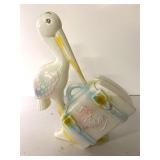 RARE 10" plastic mold stork coin bank with stopper