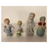 Antique porcelain pin cushion top dolls and more