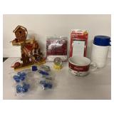 4 flower knobs, Campbell souped stars on ice mug,