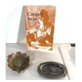 Vintage copper coin ashtray (missing leg) & more