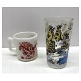 Vintage Davy Crocket mug & glass