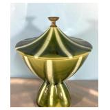 Mid Century Modern Hull Pottery Green Candy Dish