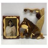 Vintage wood art-Disney Eyore & picture frame