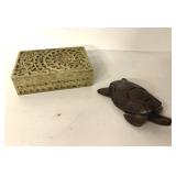 6x4 carved stone box and carved turtle