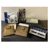 Leather wallets, pen set, fishermans tool & more