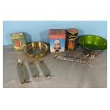 Vintage Thunderbird badge, copper coin tray, Witch