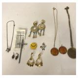 Retro costume jewelry, pins, necklaces, earrings &