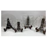Vintage pressed & cut glass serving trays (stands