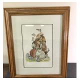 Vintage Monk and animals 14x17 framed print