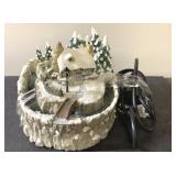Cute water fountain poly resin winter scene-not