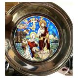 1986 Nativity Stained Glass Plate w/ box & COA