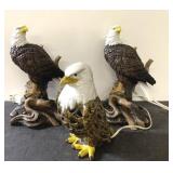 Vintage Eagle Lamp & 2 10" tall eagles
