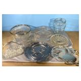 Vintage butter dish, trivits, bowls, jar and more