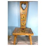 Vintage painted wood high back chair-27" tall