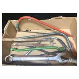 Vintage tools-wrench, crow bars, saw and more