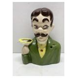 1950s Mustache Man Head Vase-flowers go in collar