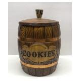 1960s Ceramic Barrel Cookie Jar Treasure Craft