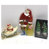 Retro Christmas Santa, Salt & Pepper trees & hang-