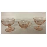 Antique pink depression glass pieces-some small