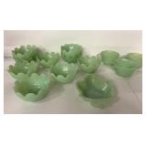 Mid Century Modern Jadeite Lotus bowls, Anchor